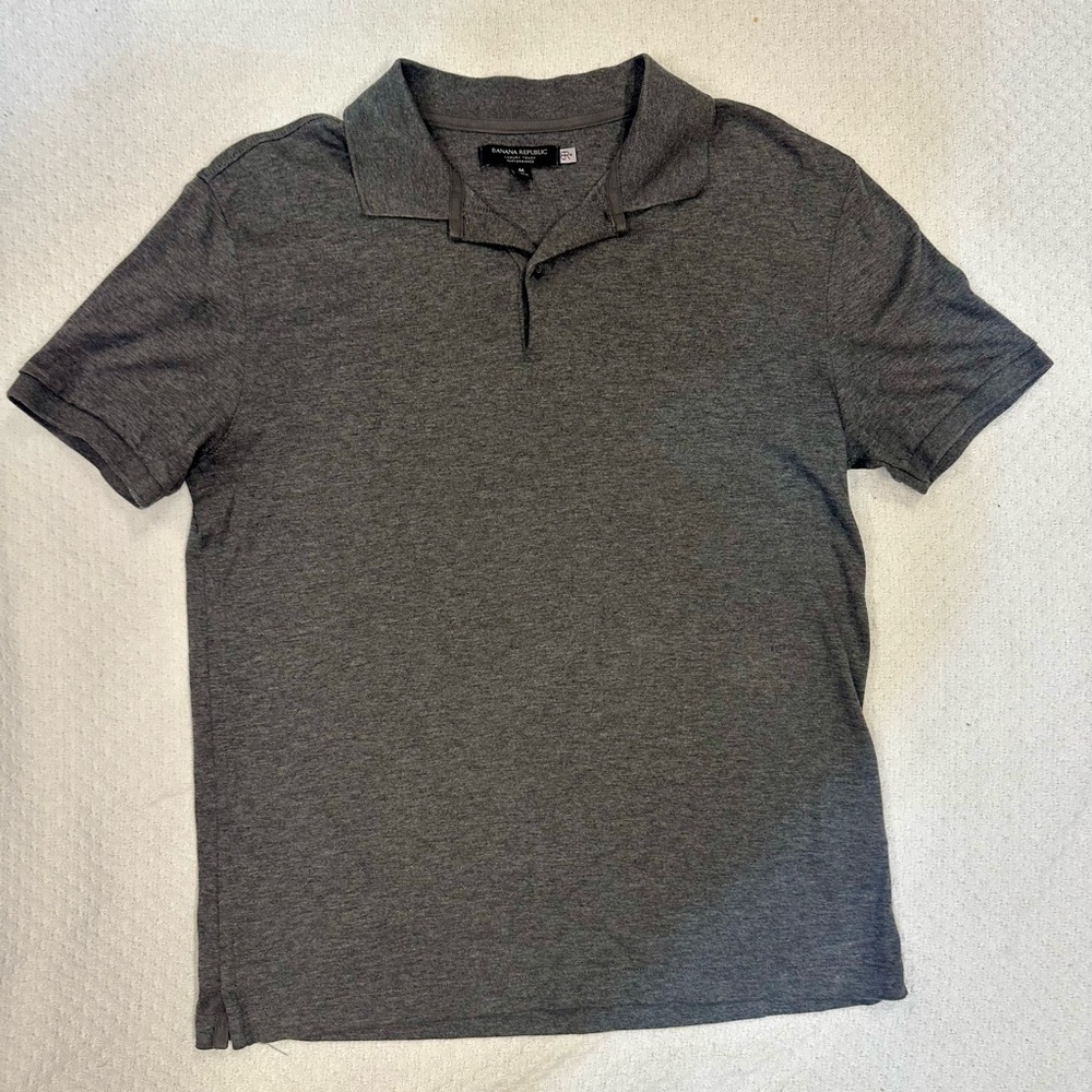 Men's Banana Republic Gray Standard Fit Luxury Touch Polo Size Medium